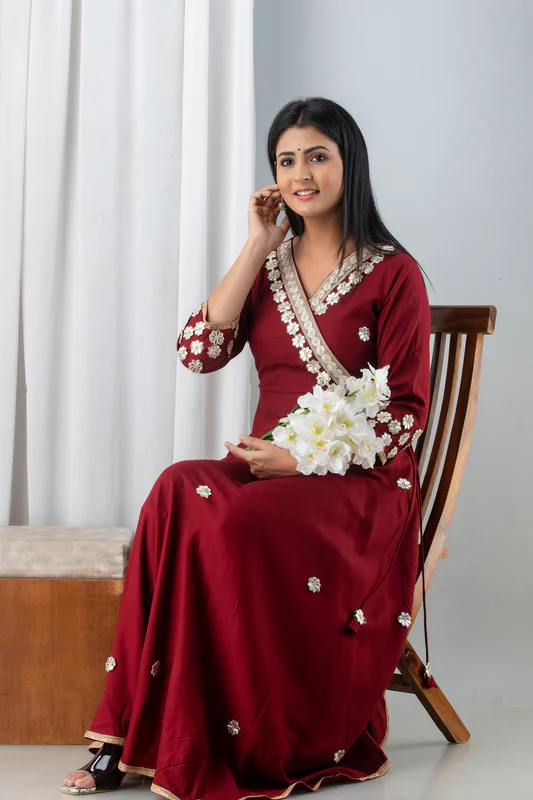 Ethnic Motifs Print Gotta Patti Cotton A-Line Kurta7